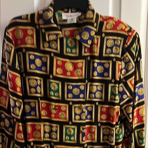 Talbots Multicolor 100% Silk Shirt with Geometric Design